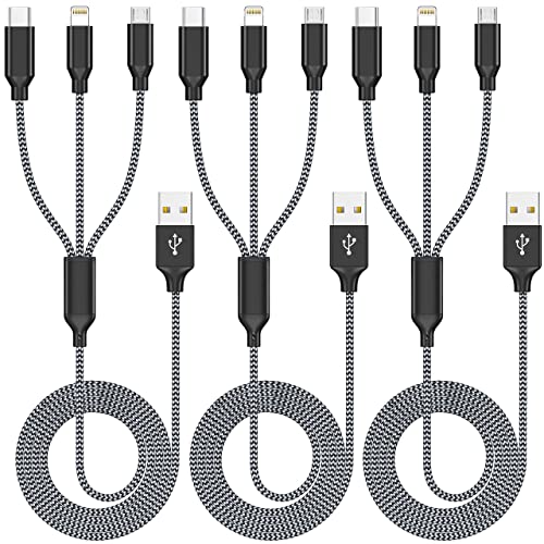 3Pack 4FT Rapid Nylon Braided Multi Phone Charger