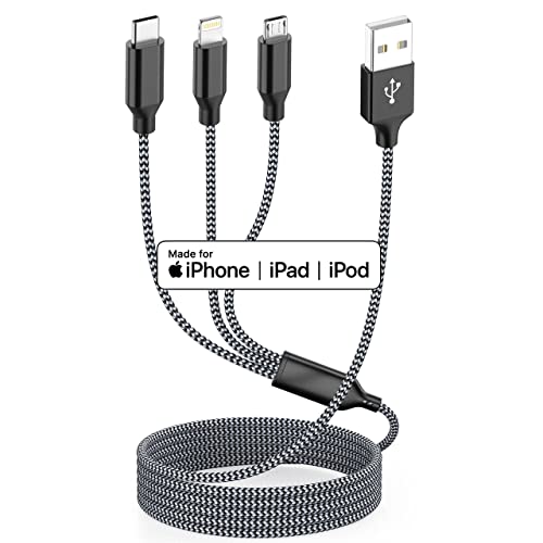 3Pack 4FT Rapid Nylon Braided Multi Phone Charger
