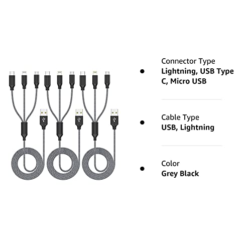 3Pack 4FT Rapid Nylon Braided Multi Phone Charger