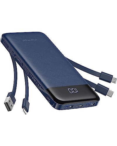 Slim Portable Charger with Built-in Cables, 10000mAh Power Bank