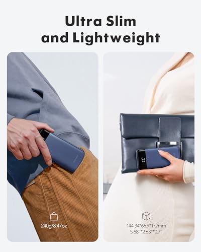 Slim Portable Charger with Built-in Cables, 10000mAh Power Bank