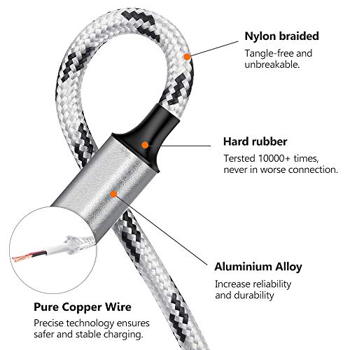 3 Pack Nylon Braided Multi Charger Cable with Type-C