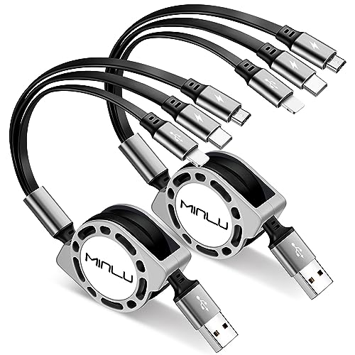 Minlu 3-in-1 Retractable Fast Charger Cable [2 Pack]