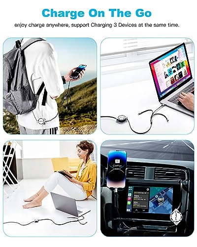 Minlu 3-in-1 Retractable Fast Charger Cable [2 Pack]