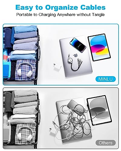 Minlu 3-in-1 Retractable Fast Charger Cable [2 Pack]