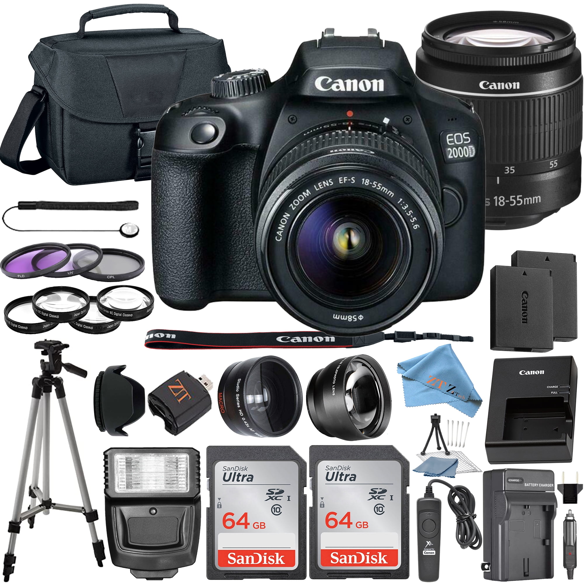 Canon EOS 2000D Rebel T7 DSLR Camera Bundle