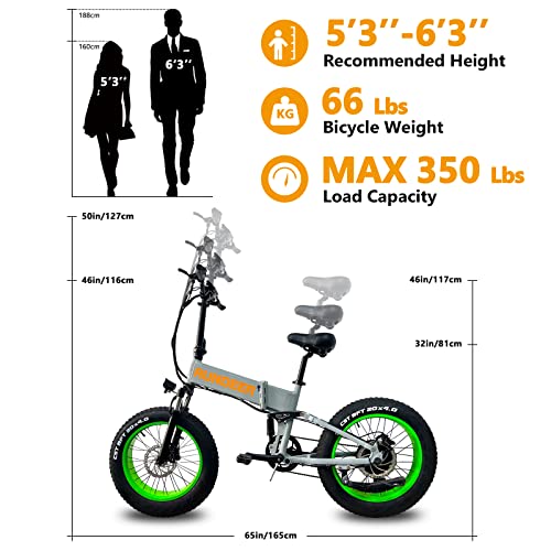 RUNDEER 750W Folding Ebike, 20in Fat Tire, Samsung Battery