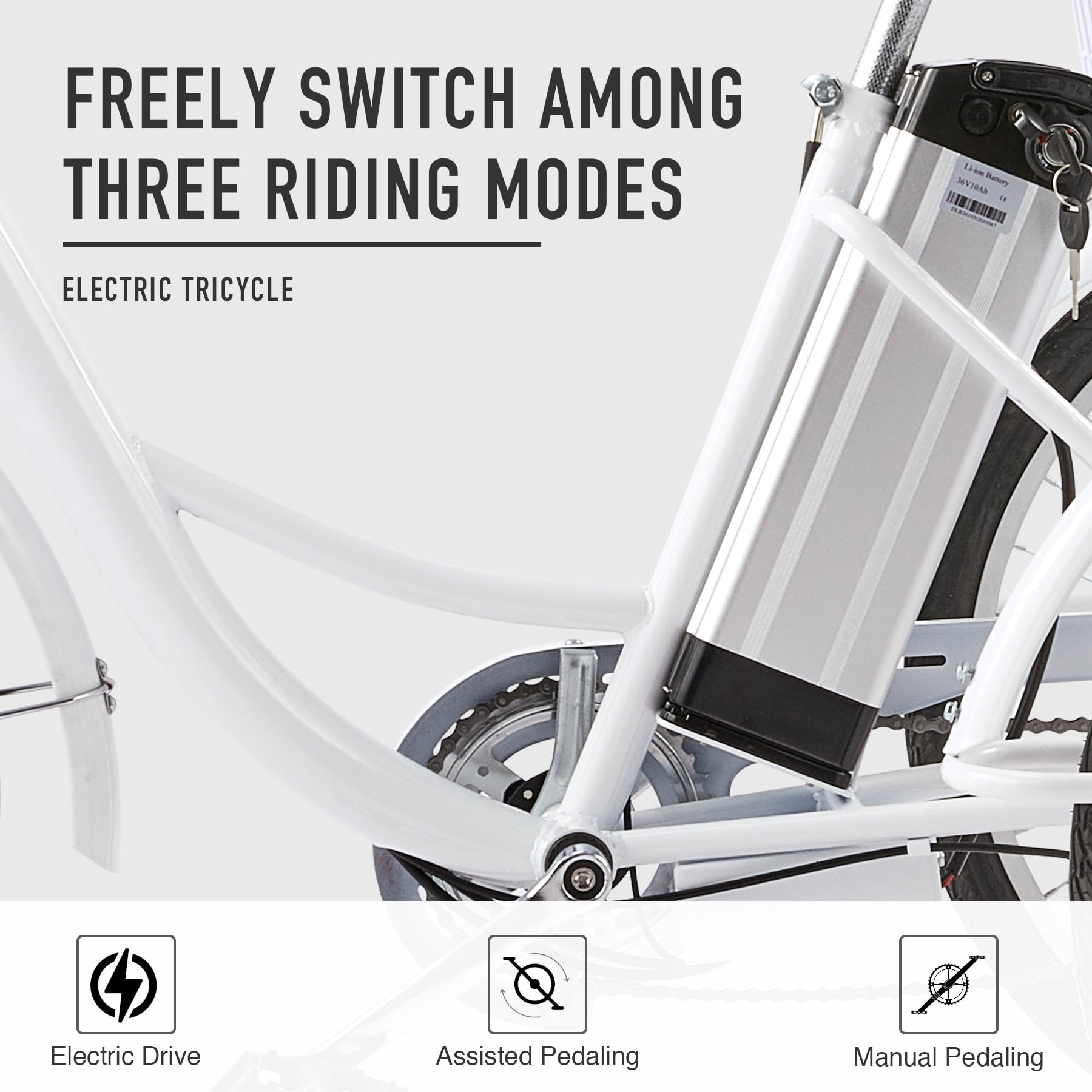 VIRIBUS 26" Adult Electric Trike - White