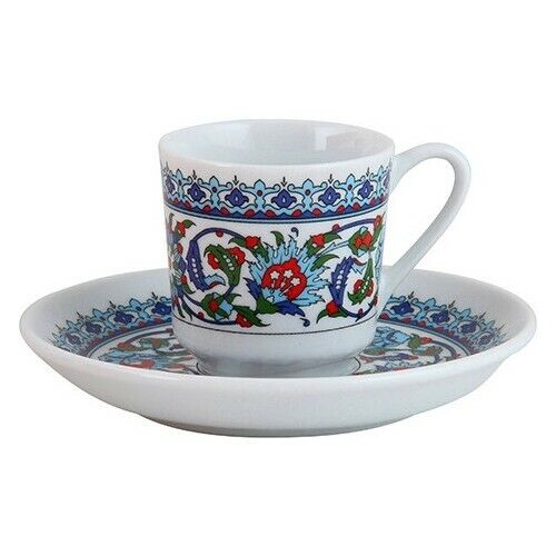 Porcelain Espresso Cups with Saucers - Set of 6