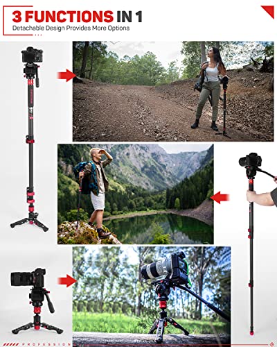 Carbon Fiber Camera Monopod with Base Tripod Compatibility