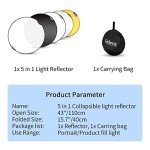 5-in-1 43" Collapsible Photography Reflector Kit