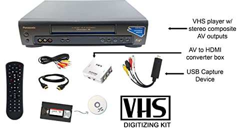 Panasonic VCR VHS Transfer Bundle with Remote & Converter