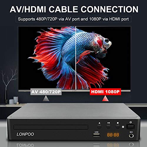 LONPOO DVD Player with HDMI and Microphone Port