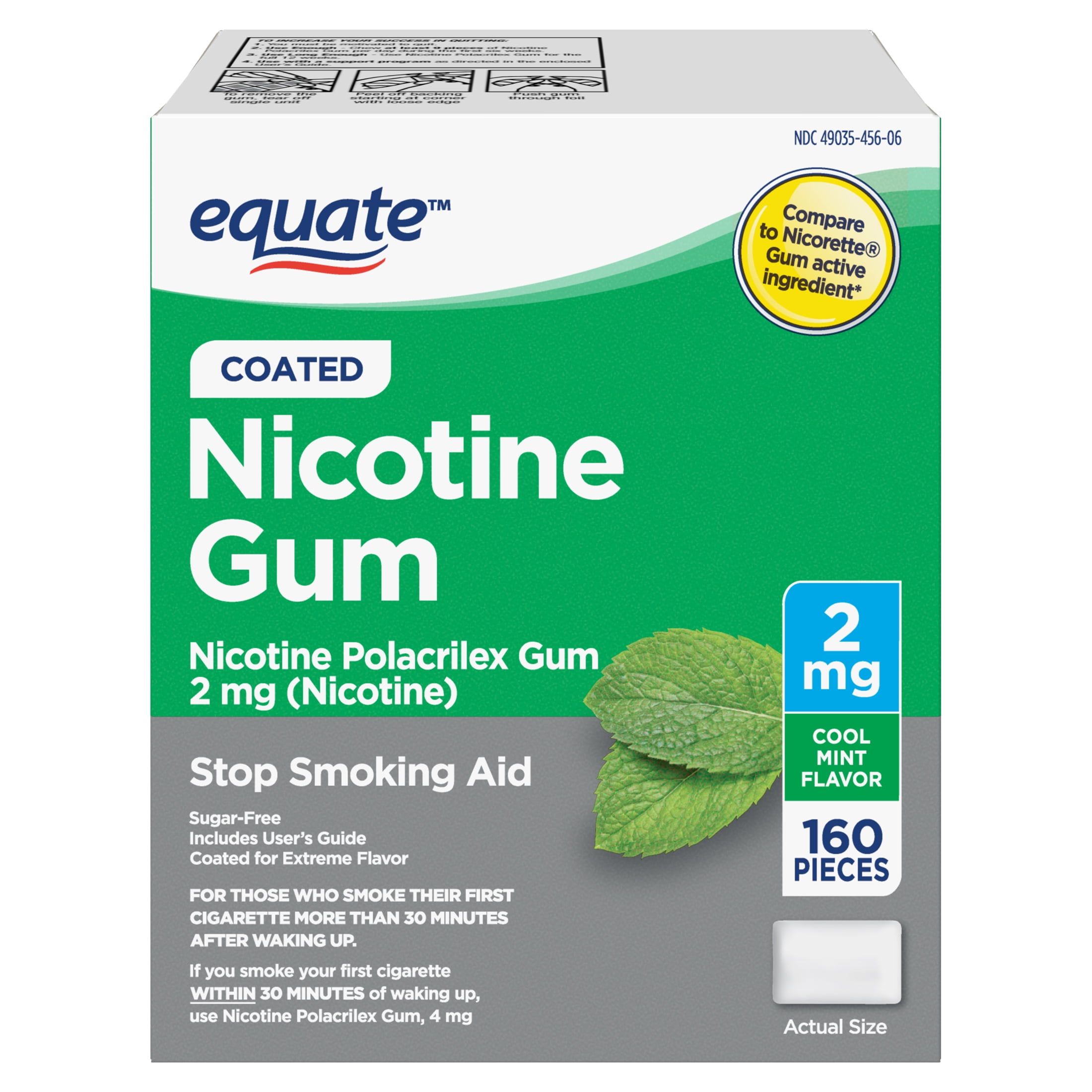 Nicotine Gum 2mg, Mint Flavor, Smoking Cessation Aid