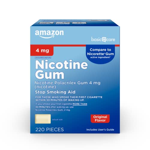 Basic Care Nicotine Gum 4 mg, Original Flavor, 220 Count