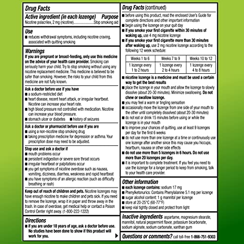 Nicotine Lozenge 2mg Mint Flavor, Smoke-Free, 144 Count