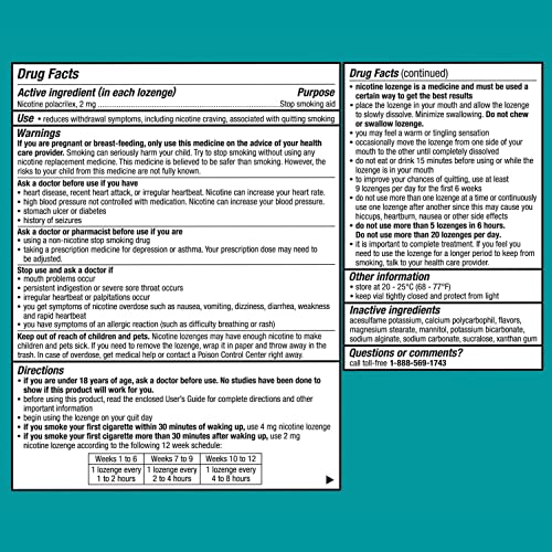 Nicorette Mint 2mg Lozenges for Quitting Smoking, 20ct