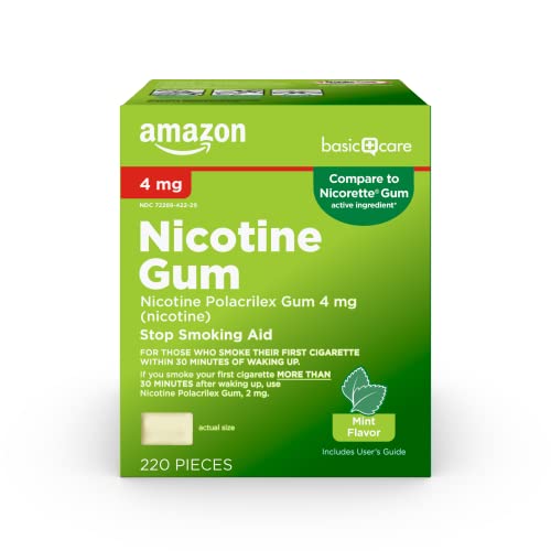 Basic Care Nicotine Gum 4mg, Mint Flavor, 220ct