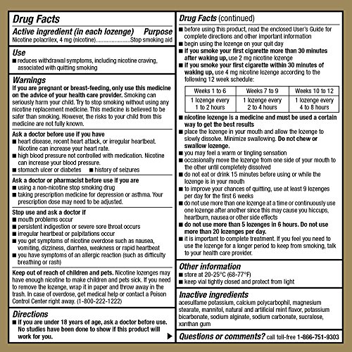 Mint Nicotine Lozenge, 4mg, Stop Smoking Aid, 81 Count