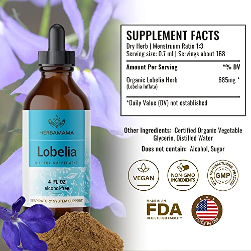 Organic Lobelia Tincture - Alcohol-Free - Vegan - 4oz