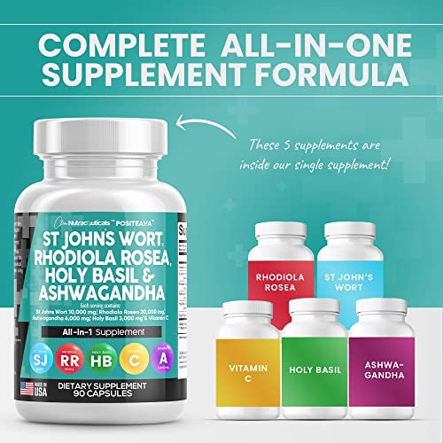 St Johns Wort Rhodiola Rosea Holy Basil Ashwagandha