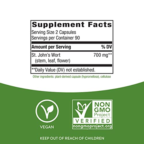 Premium St. John's Wort Herb for Positive Outlook, 700mg, 180 Capsules