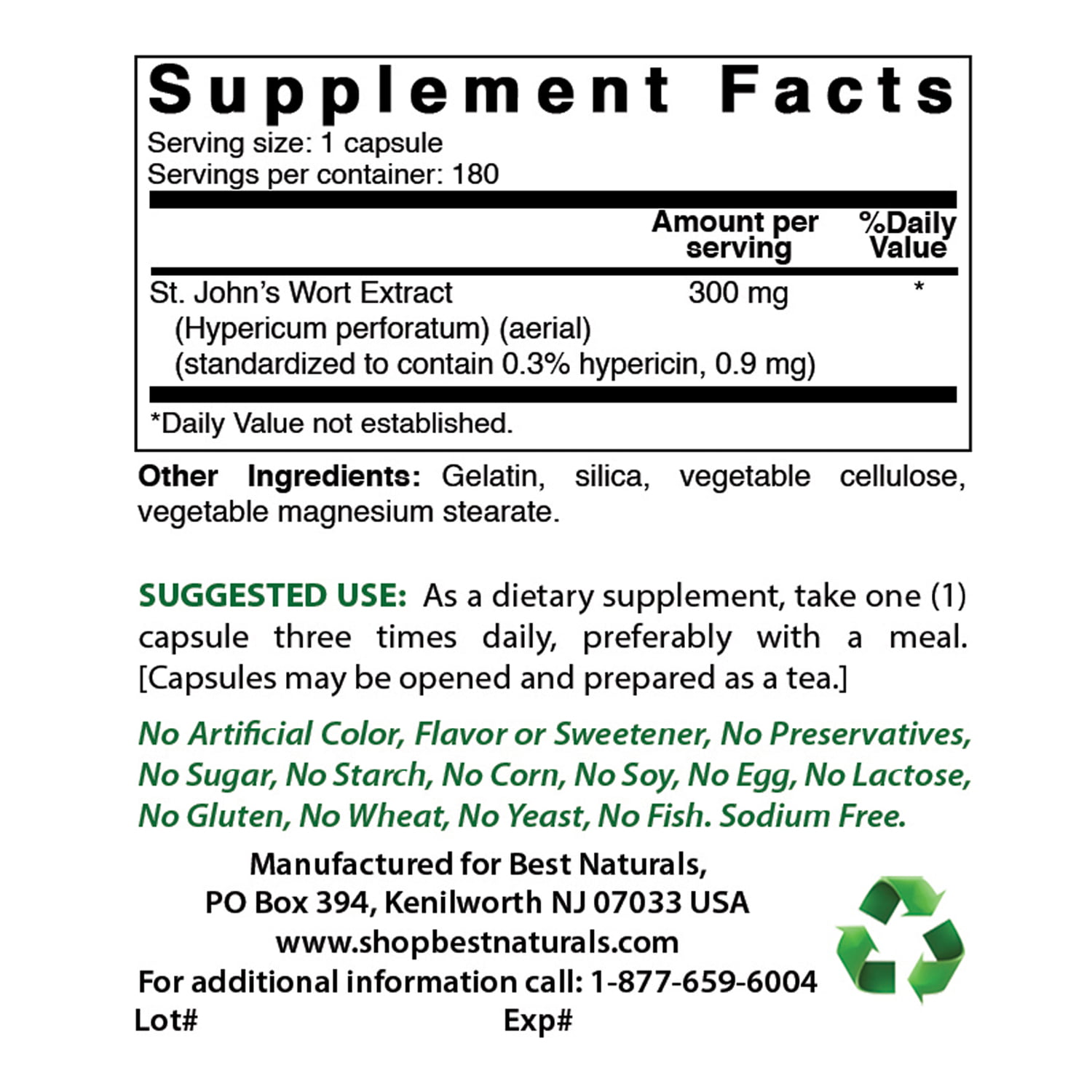 Top pick: St. John's Wort 300mg 180 caps