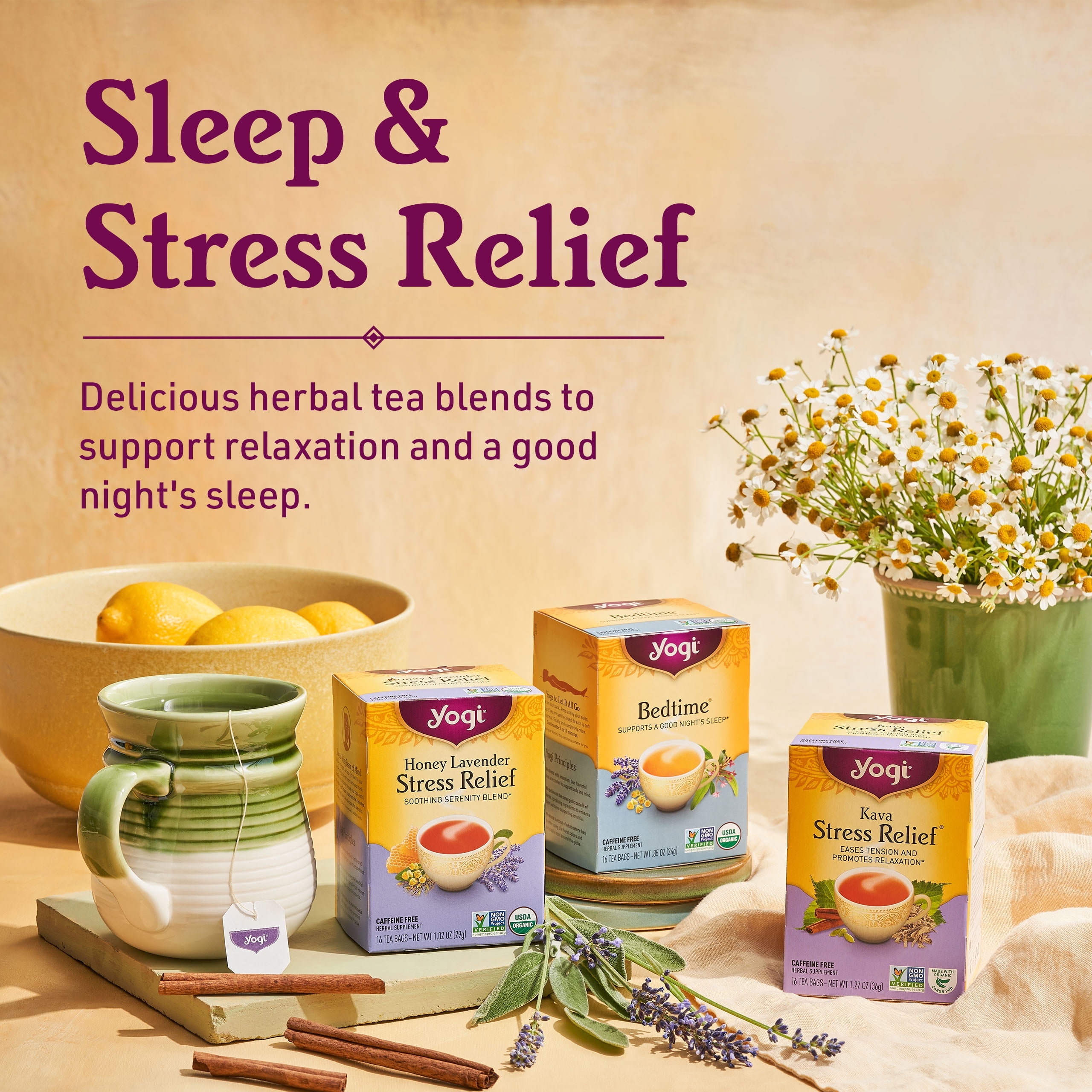 Yogi Tea Kava Stress Relief Herbal Tea, 16 Bags