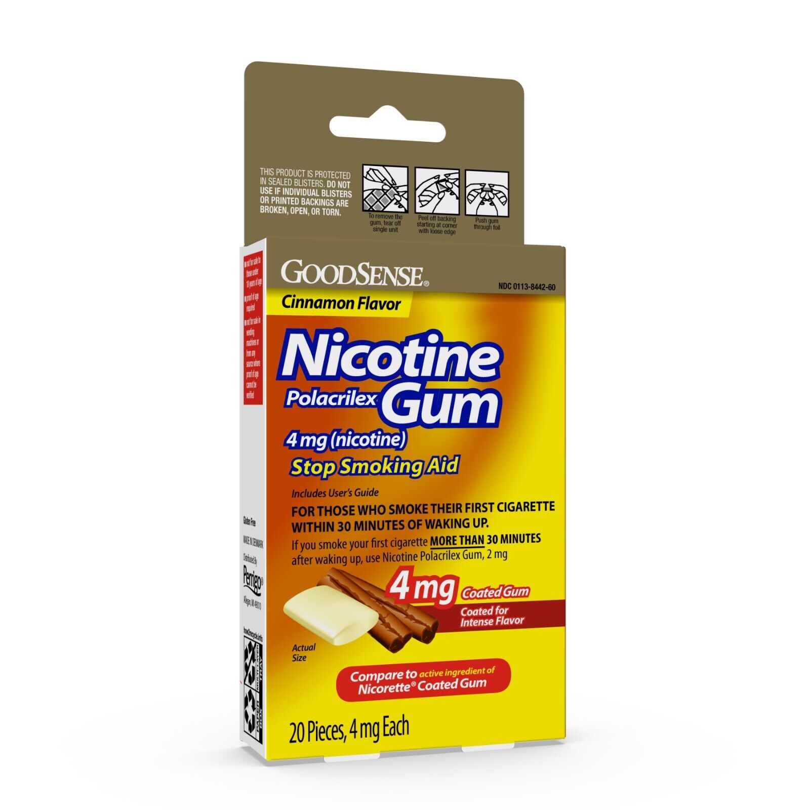 GoodSense 4mg Nicotine Gum, Cinnamon Flavor, 80 Count