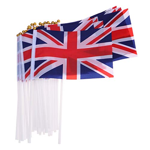 50 British Union Jack Handheld Flags for Decoration