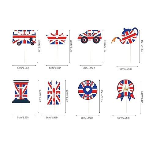 Union Jack King's Coronation Cake Toppers - 24pcs