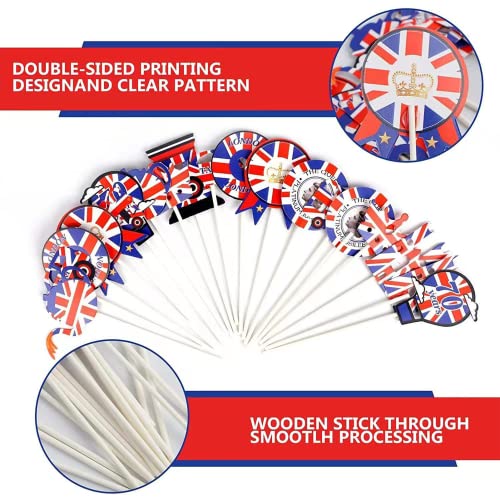 Union Jack King's Coronation Cake Toppers - 24pcs