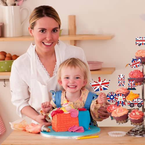 Union Jack King's Coronation Cake Toppers - 24pcs