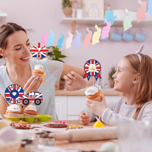 Union Jack King's Coronation Cake Toppers - 24pcs