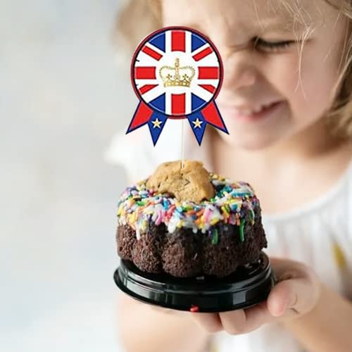 Union Jack King's Coronation Cake Toppers - 24pcs