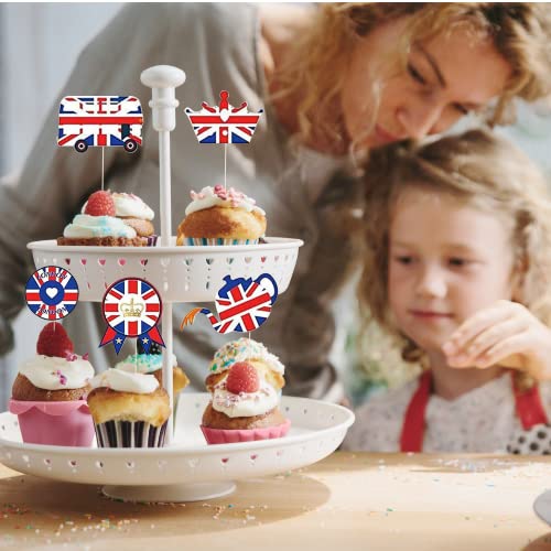 Union Jack King's Coronation Cake Toppers - 24pcs
