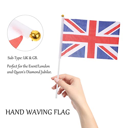50 British Union Jack Handheld Flags for Decoration
