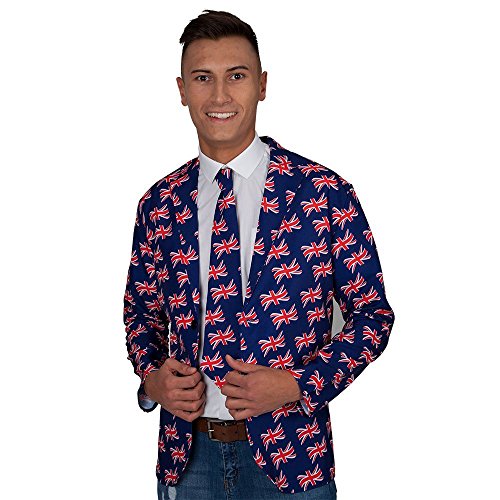 Men's Union Jack Jacket & Tie Set - All Sizes