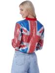 Union Jack Sequin Bomber Jacket, Women's XS