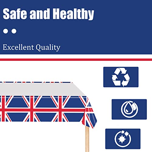 YAAVAAW 130*220cm King Charles III Coronation Decorations Tablecloth Union Jack Flag Plastic Tablecover,Great British UK Tablecloth for King Charles the Third Street Party,Union Jack Party Supplies