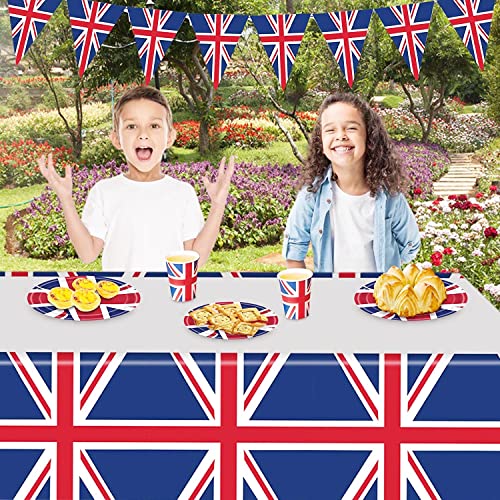 YAAVAAW 130*220cm King Charles III Coronation Decorations Tablecloth Union Jack Flag Plastic Tablecover,Great British UK Tablecloth for King Charles the Third Street Party,Union Jack Party Supplies