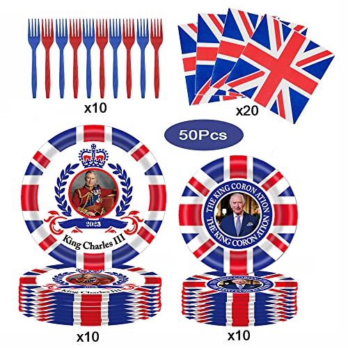 Royal Coronation 50 PCS Party Set with Union Jack Tableware
