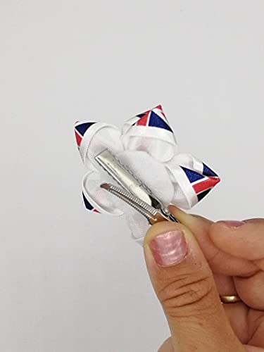 Union Jack Satin Ribbon Hair Clip with Flowers
