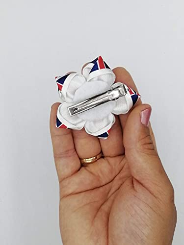 Union Jack Satin Ribbon Hair Clip with Flowers