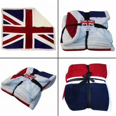 Large Union Jack Fleece Sherpa Blanket