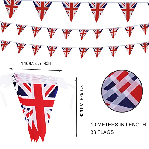 Fabric Union Jack Bunting Flag King Charles III,British Triangle Waterproof with 20 Flags Banners,19.6Ft Bunting for King Charles III Union Jack Coronation Souvenir Flag,Event Street Party Celebration