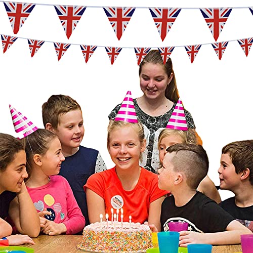 Fabric Union Jack Bunting Flag King Charles III,British Triangle Waterproof with 20 Flags Banners,19.6Ft Bunting for King Charles III Union Jack Coronation Souvenir Flag,Event Street Party Celebration