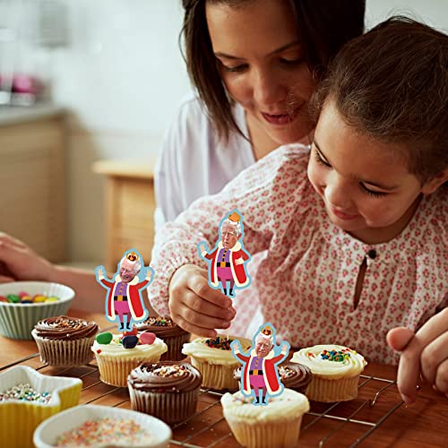 Runmeihe 24 PCS King Charles Cupcake Toppers, Coronation Decorations Cartoon Charles III Cake Topper, Kings Coronation Decorations for Coronation Party, Birthday Party, Wedding Party