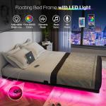 Smart Full Size Floating Bed Frame with LED Lights