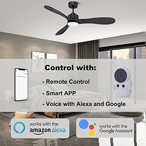 Smart Black Ceiling Fan with LED Lights & Remote